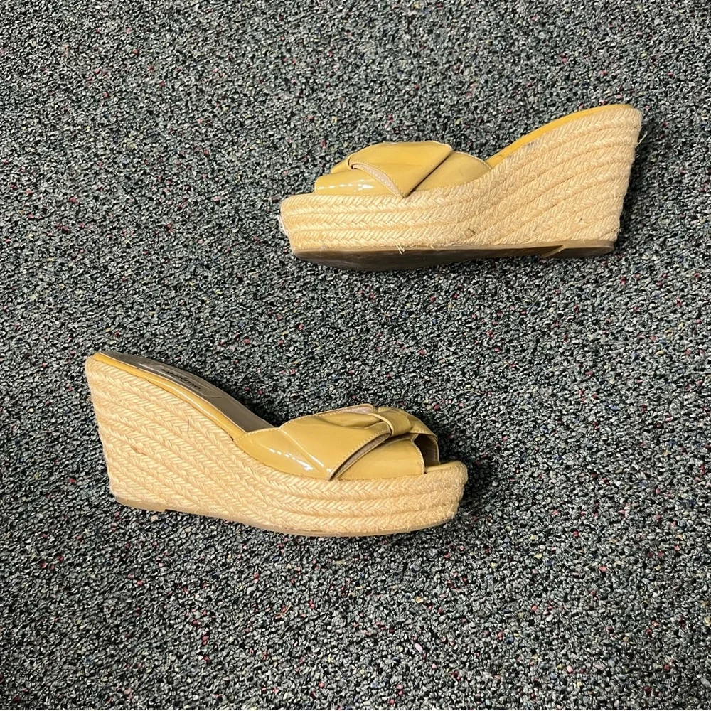 VALENTINO Mustard Yellow Bow Espadrilles Wedge Sandal Platform Shoe US 6.5 EU 37 - Picture 4 of 16